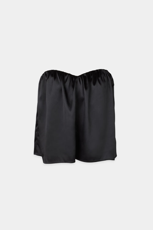 Midas top short bandeau heart shaped bust gathering details shiny black stylein packshot