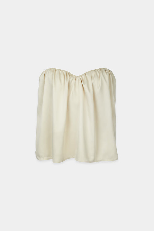 Midas top short bandeau heart shaped bust gathering details shiny cream stylein packshot
