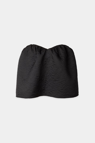 Midas top bandeau heart shaped bust gathering details jacquard fabric flower print black stylein packshot