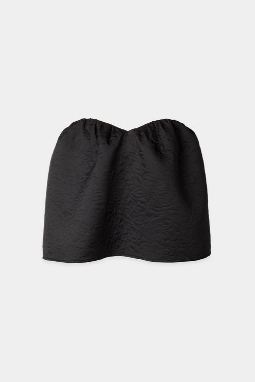 Midas top bandeau heart shaped bust gathering details jacquard fabric flower print black stylein packshot