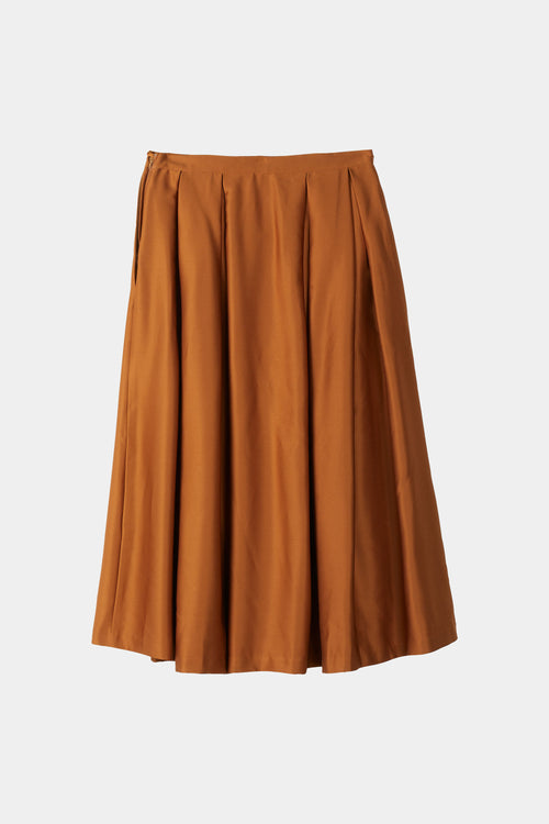 Moje skirt calf length box pleats a line dark ginger burnt orange stylein packshot