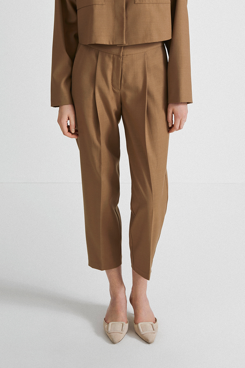 Bosa trousers voluminous cropped wool mix olive stylein front image