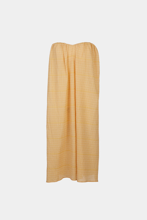 Jesi dress heart shaped bust gathered details midi seersucker yellow stylein packshot