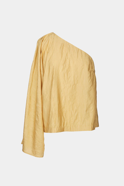 Massa top one shoulder voluminous kimono full length sleeve yellow stylein packshot