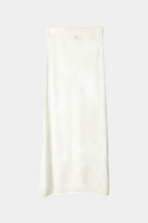 Obelia skirt mesh knitted see through straight fit calf length cream stylein packshot