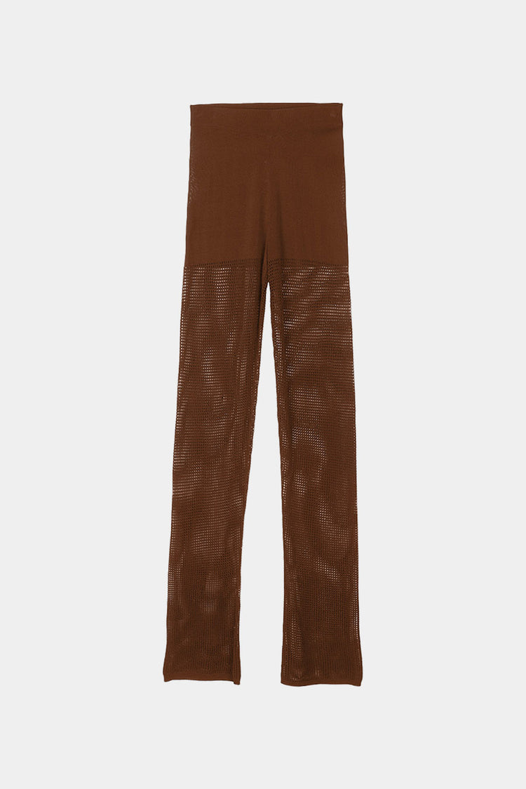 Odin trousers beach knitted mesh see trough straight full length bronze brown stylein packshot