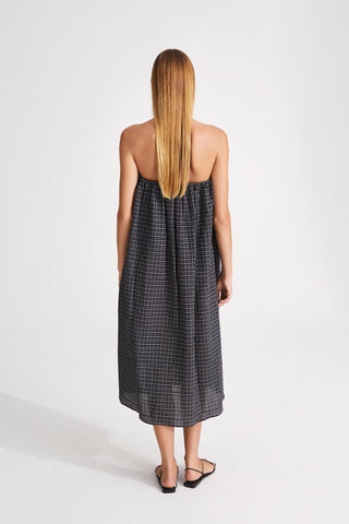 Jesi dress heart shaped bust gathered details midi structured cotton black stylein back image