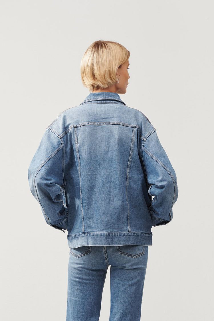 Kirsten oversized denim jacket dropped shoulders long sleeves blue stylein back image