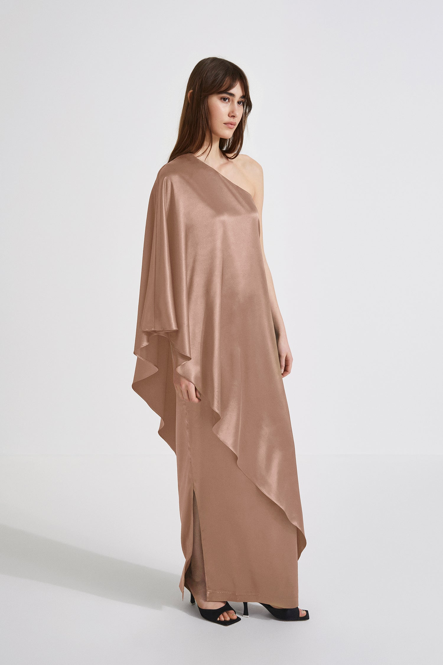 taupe fitted dress LaDivine CD406 Corset Fitted Pleated Long Formal Prom Dress The Dress Outlet