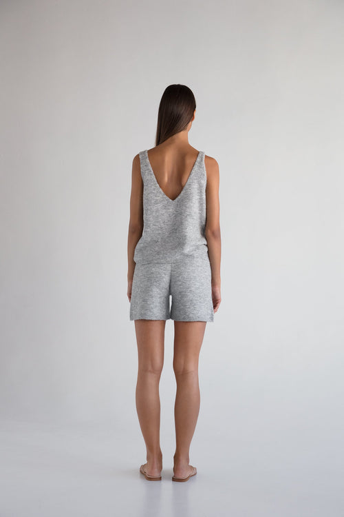 Etienne shorts flared alpaca wool blend light grey stylein back image