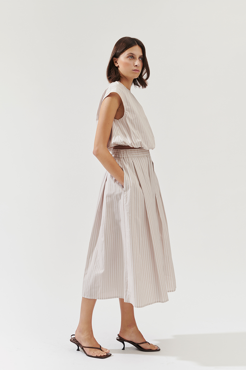 JORINA SKIRT - BEIGE STRIPED